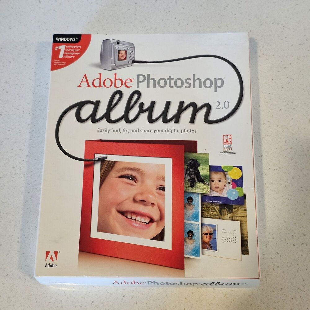 Adobe Photoshop Album 2.0 Photo Software In Original Box With User Guide